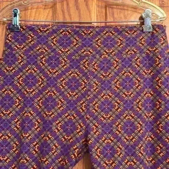 LuLaRoe OS Leggings Purple Mustard Blue Aztec ONE SIZE 2-10 - Picture 2 of 4